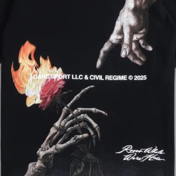 Darc Sport Roses While We're Here Eternal Fire Cropped London Medium Black NWT - Picture 1 of 6